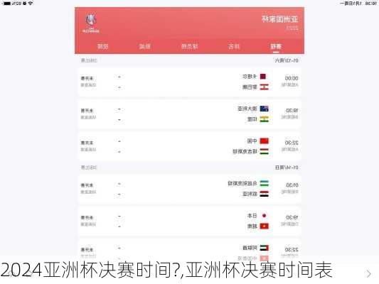 亚洲杯决赛时间?,亚洲杯决赛时间表