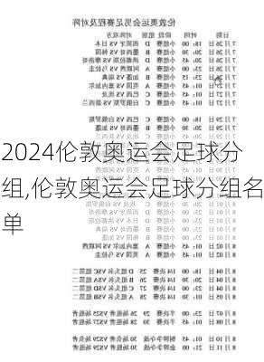 伦敦奥运会足球分组,伦敦奥运会足球分组名单
