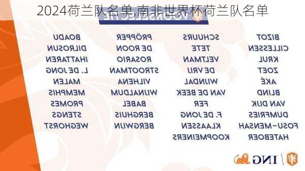 荷兰队名单,南非世界杯荷兰队名单