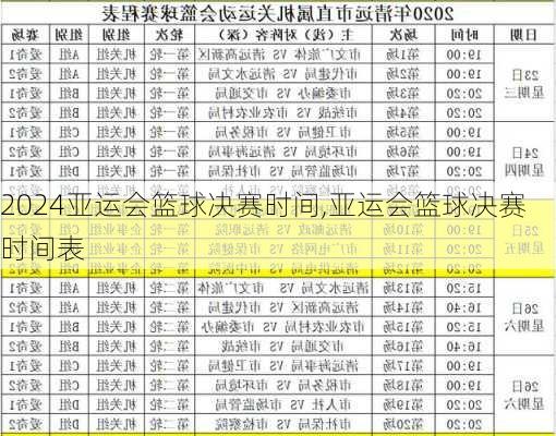 亚运会篮球决赛时间,亚运会篮球决赛时间表