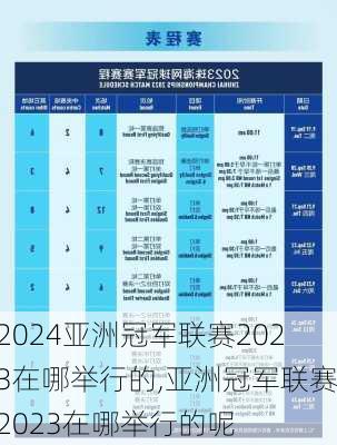 亚洲冠军联赛2023在哪举行的,亚洲冠军联赛2023在哪举行的呢