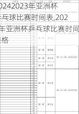 2023年亚洲杯乒乓球比赛时间表,2023年亚洲杯乒乓球比赛时间表格