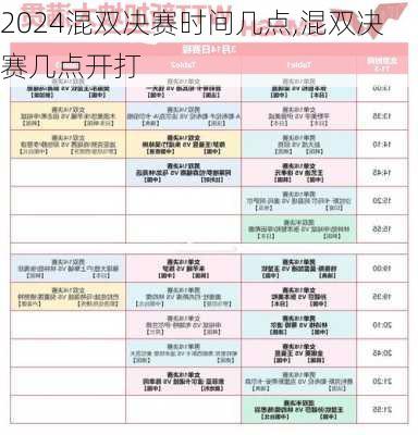 混双决赛时间几点,混双决赛几点开打
