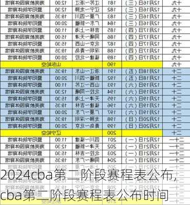 cba第二阶段赛程表公布,cba第二阶段赛程表公布时间