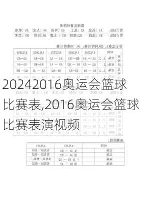 2016奥运会篮球比赛表,2016奥运会篮球比赛表演视频