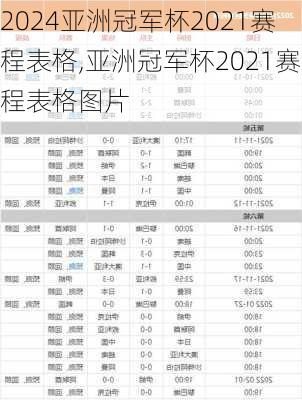 亚洲冠军杯2021赛程表格,亚洲冠军杯2021赛程表格图片