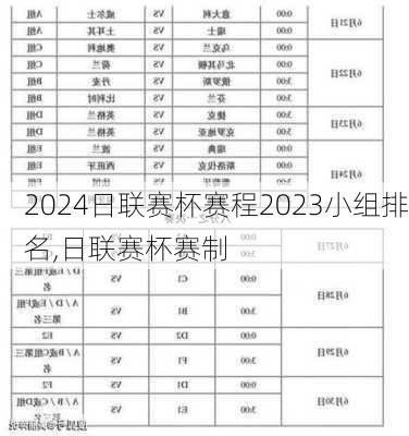 日联赛杯赛程2023小组排名,日联赛杯赛制