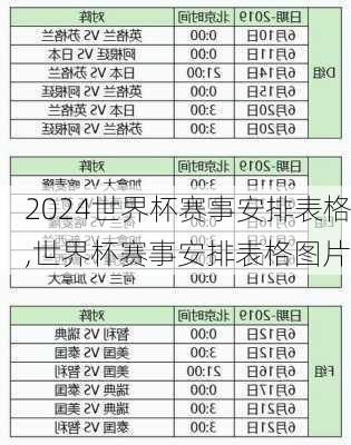 世界杯赛事安排表格,世界杯赛事安排表格图片