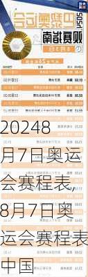 8月7日奥运会赛程表,8月7日奥运会赛程表中国