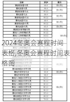 冬奥会赛程时间表格,冬奥会赛程时间表格图