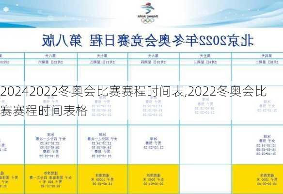 2022冬奥会比赛赛程时间表,2022冬奥会比赛赛程时间表格