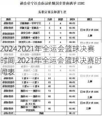 2021年全运会篮球决赛时间,2021年全运会篮球决赛时间表