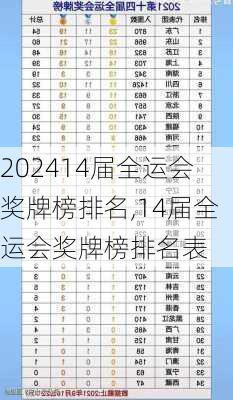 14届全运会奖牌榜排名,14届全运会奖牌榜排名表