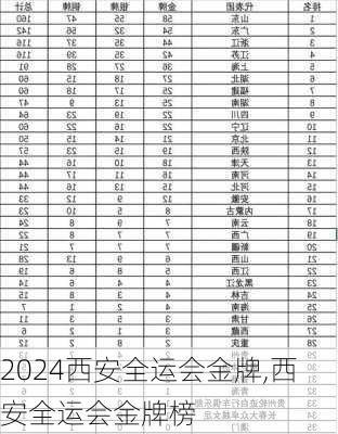 西安全运会金牌,西安全运会金牌榜