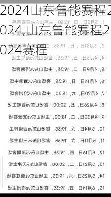 山东鲁能赛程2024,山东鲁能赛程2024赛程