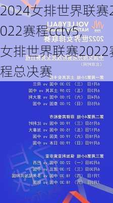 女排世界联赛2022赛程cctv5,女排世界联赛2022赛程总决赛