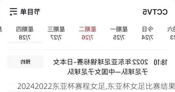 2022东亚杯赛程女足,东亚杯女足比赛结果