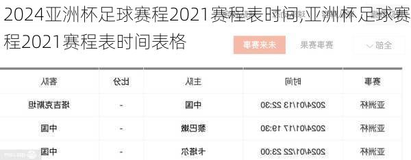 亚洲杯足球赛程2021赛程表时间,亚洲杯足球赛程2021赛程表时间表格