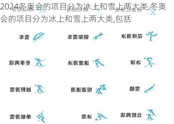 冬奥会的项目分为冰上和雪上两大类,冬奥会的项目分为冰上和雪上两大类,包括