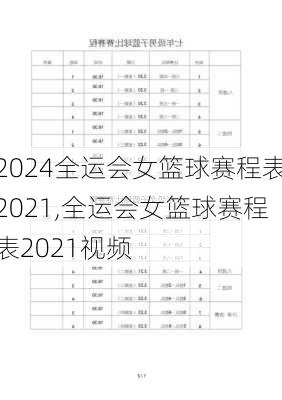 全运会女篮球赛程表2021,全运会女篮球赛程表2021视频