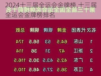 十三届全运会金牌榜,十三届全运会金牌榜排名