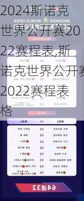 斯诺克世界公开赛2022赛程表,斯诺克世界公开赛2022赛程表格