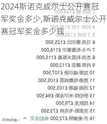 斯诺克威尔士公开赛冠军奖金多少,斯诺克威尔士公开赛冠军奖金多少钱