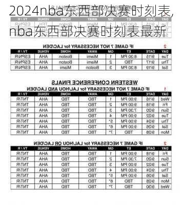 nba东西部决赛时刻表,nba东西部决赛时刻表最新