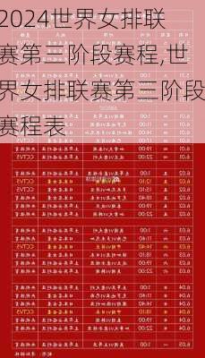世界女排联赛第三阶段赛程,世界女排联赛第三阶段赛程表
