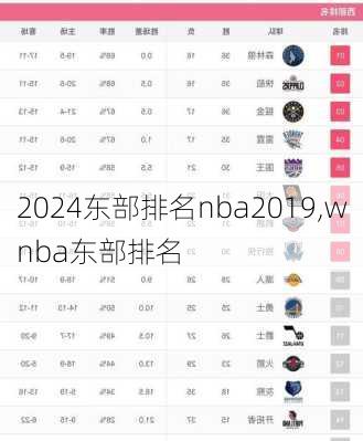 东部排名nba2019,wnba东部排名
