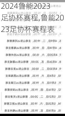 鲁能2023足协杯赛程,鲁能2023足协杯赛程表