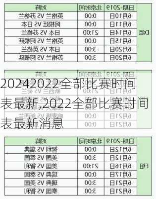 2022全部比赛时间表最新,2022全部比赛时间表最新消息
