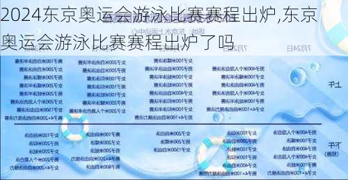 东京奥运会游泳比赛赛程出炉,东京奥运会游泳比赛赛程出炉了吗