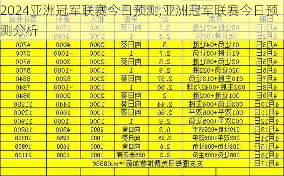 亚洲冠军联赛今日预测,亚洲冠军联赛今日预测分析