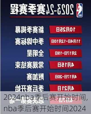 nba季后赛开始时间,nba季后赛开始时间2024