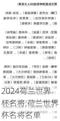 荷兰世界杯名将,荷兰世界杯名将名单