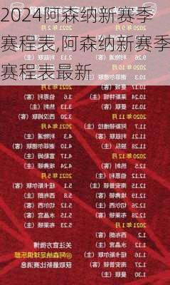 阿森纳新赛季赛程表,阿森纳新赛季赛程表最新