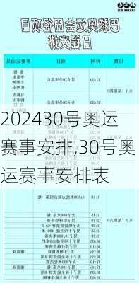 30号奥运赛事安排,30号奥运赛事安排表