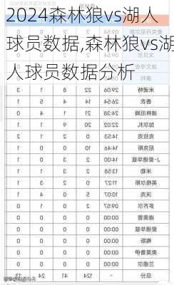 森林狼vs湖人球员数据,森林狼vs湖人球员数据分析