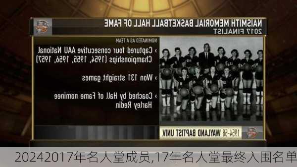 2017年名人堂成员,17年名人堂最终入围名单