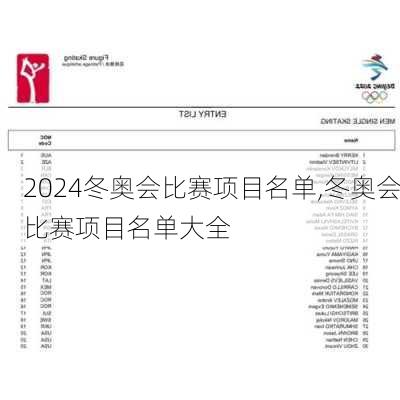 冬奥会比赛项目名单,冬奥会比赛项目名单大全