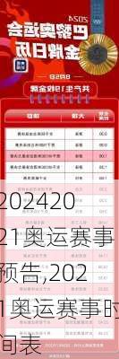 2021奥运赛事预告,2021奥运赛事时间表