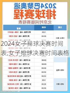 女子排球决赛时间表,女子排球决赛时间表格