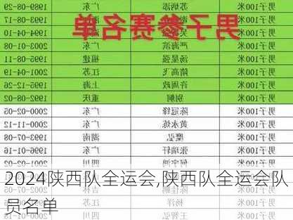 陕西队全运会,陕西队全运会队员名单
