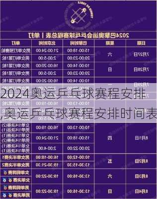 奥运乒乓球赛程安排,奥运乒乓球赛程安排时间表