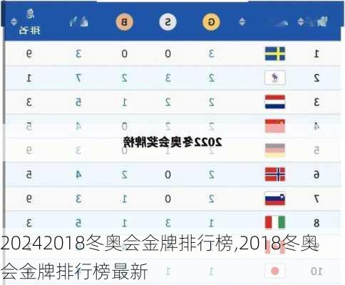 2018冬奥会金牌排行榜,2018冬奥会金牌排行榜最新