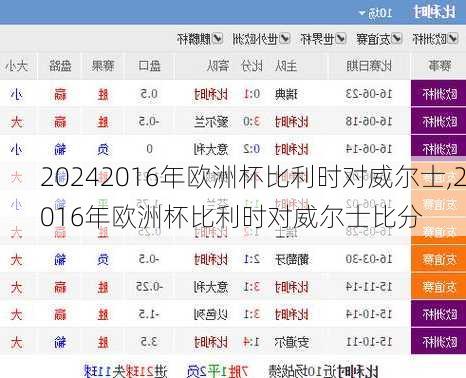 2016年欧洲杯比利时对威尔士,2016年欧洲杯比利时对威尔士比分