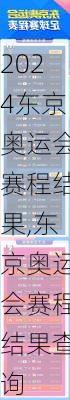 东京奥运会赛程结果,东京奥运会赛程结果查询