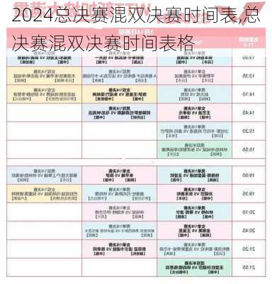 总决赛混双决赛时间表,总决赛混双决赛时间表格