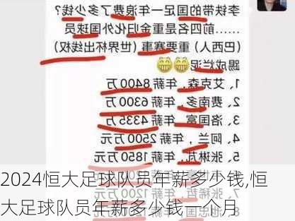 恒大足球队员年薪多少钱,恒大足球队员年薪多少钱一个月